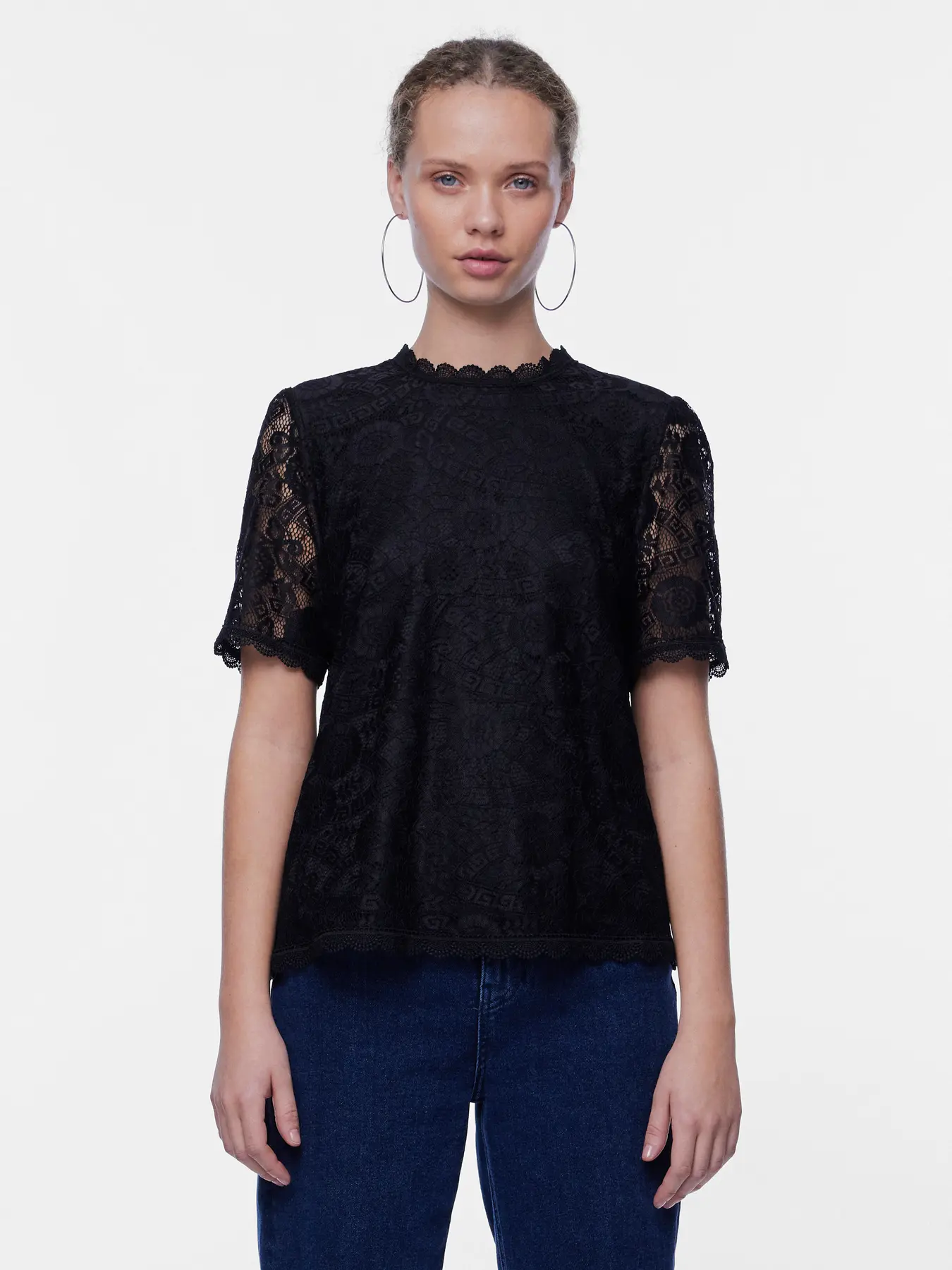 Top de encaje Pieces PColline negro