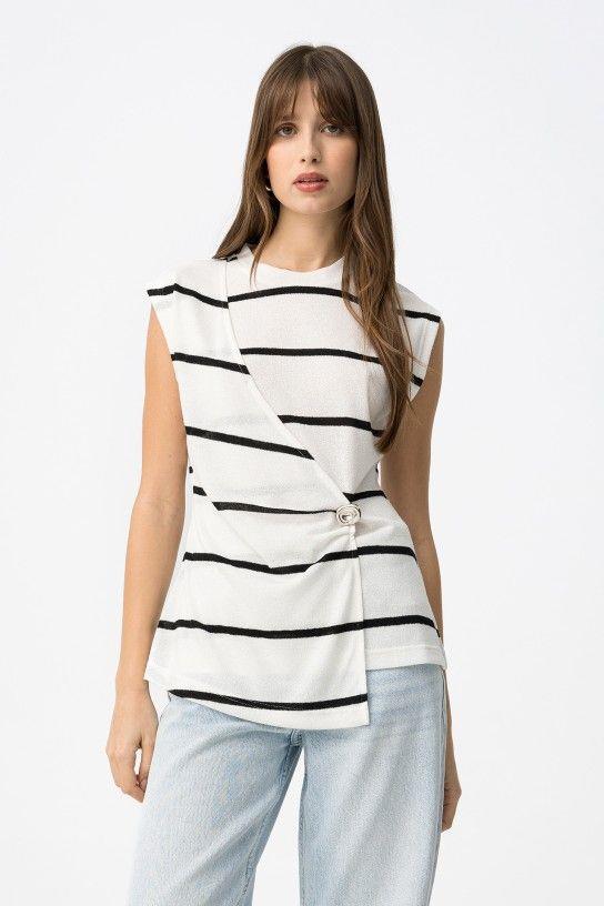 Top de punto Tiffosi Land blanco negro