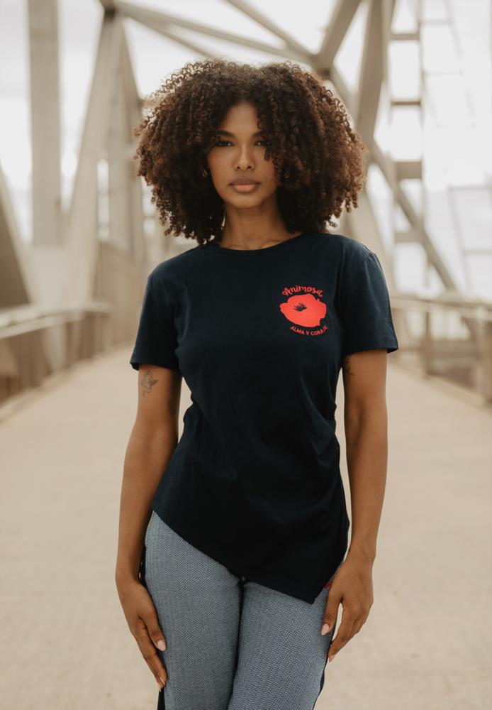 Camiseta Animosa Amapolas negra