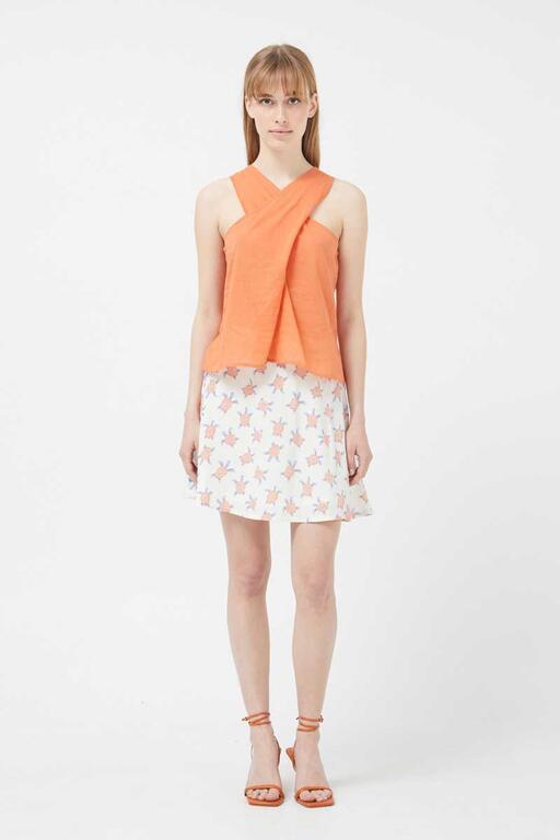 FALDA CORTA VISCOSA LENZING ECOVERO CON ESTAMPADO DE TORTUGAS