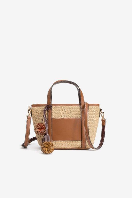 Bolso Vilano city rafia camel