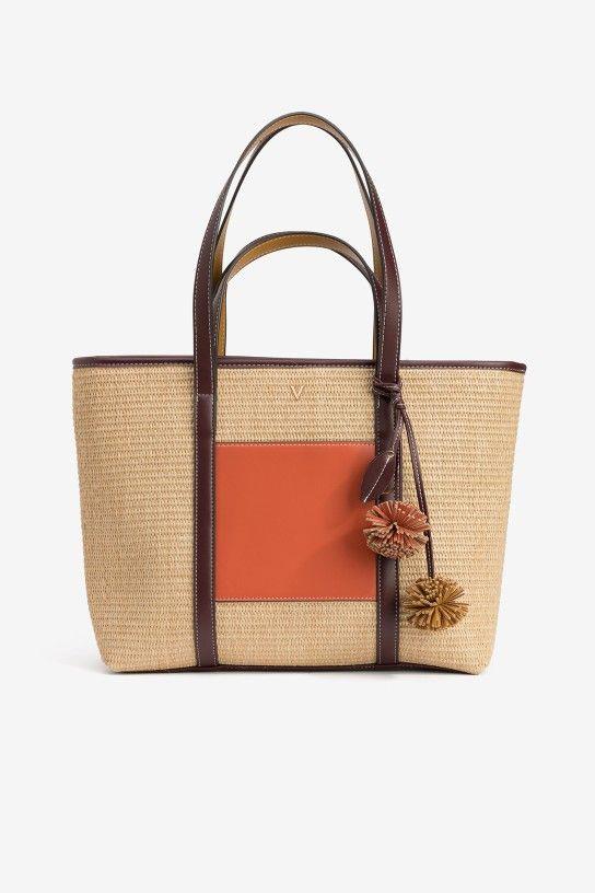 Bolso Vilanova shopper rafia naranja